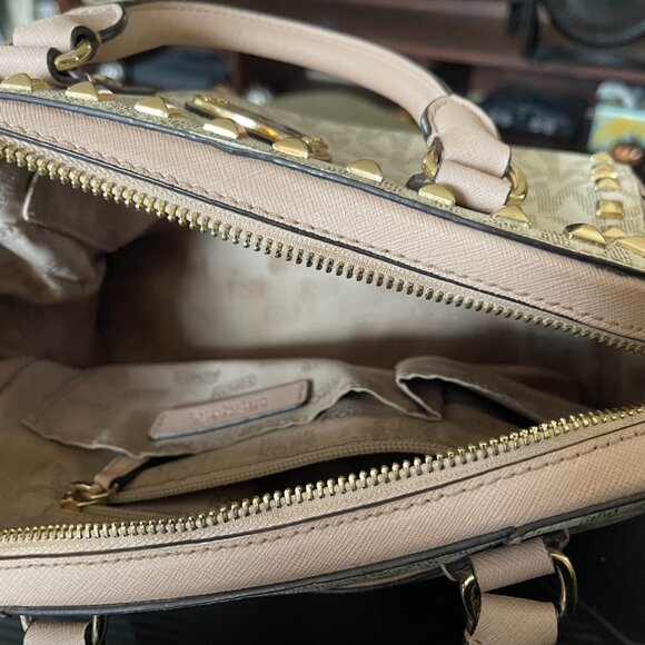 Michael Kors Studded Satchel – Vanilla/Blush with Gold Hardware - Picture 3 of 4